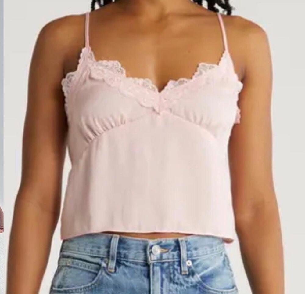 ABOUND Lace Trim Satin Crop Camisole
